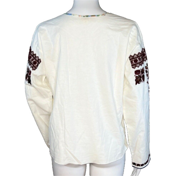 Anthropologie Tiny Shirt Women Small White Purple Agatha Embroidered Tunic Boho - Picture 4 of 7